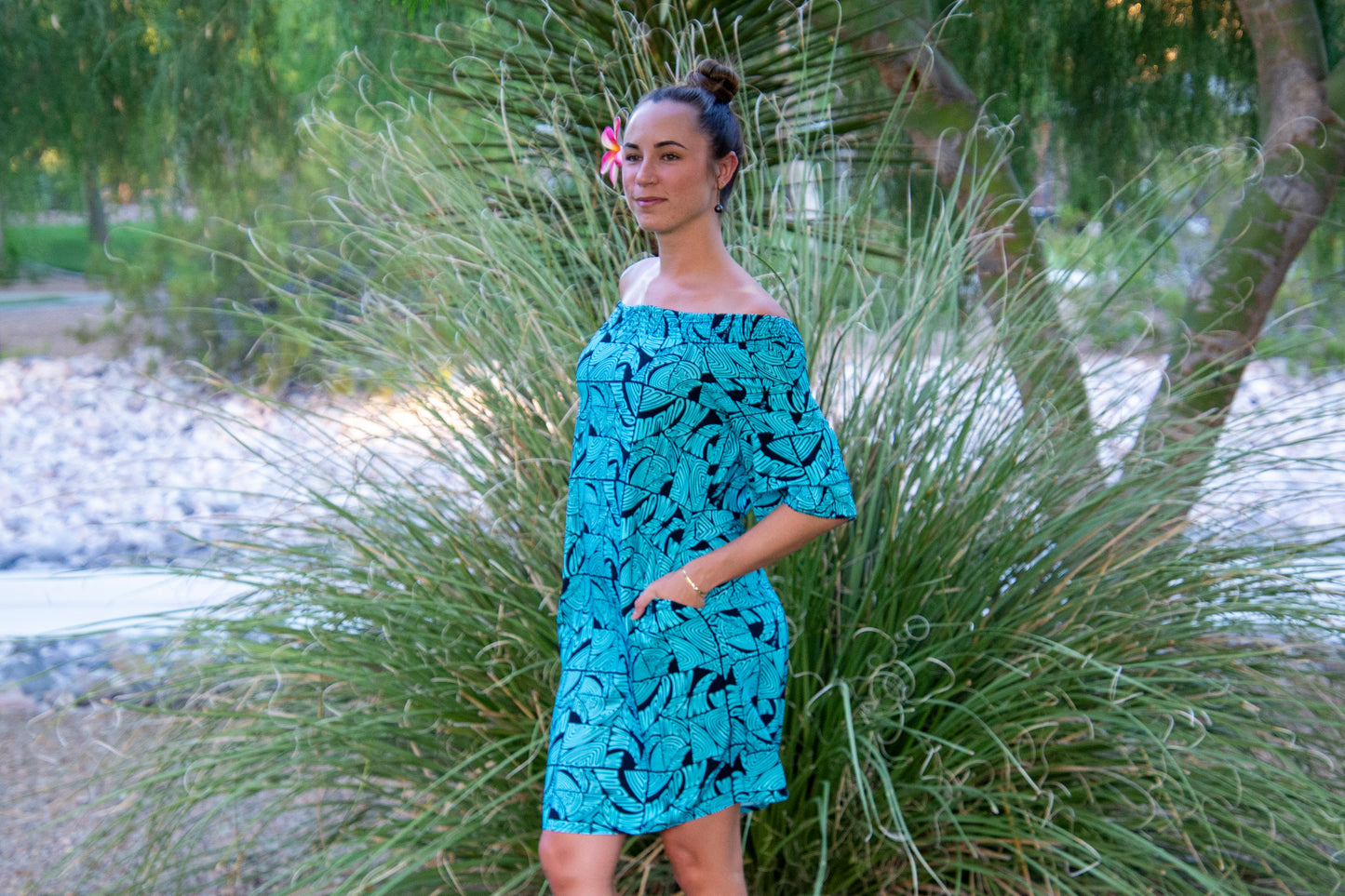 Gloria Off-Shoulder Kona Dress