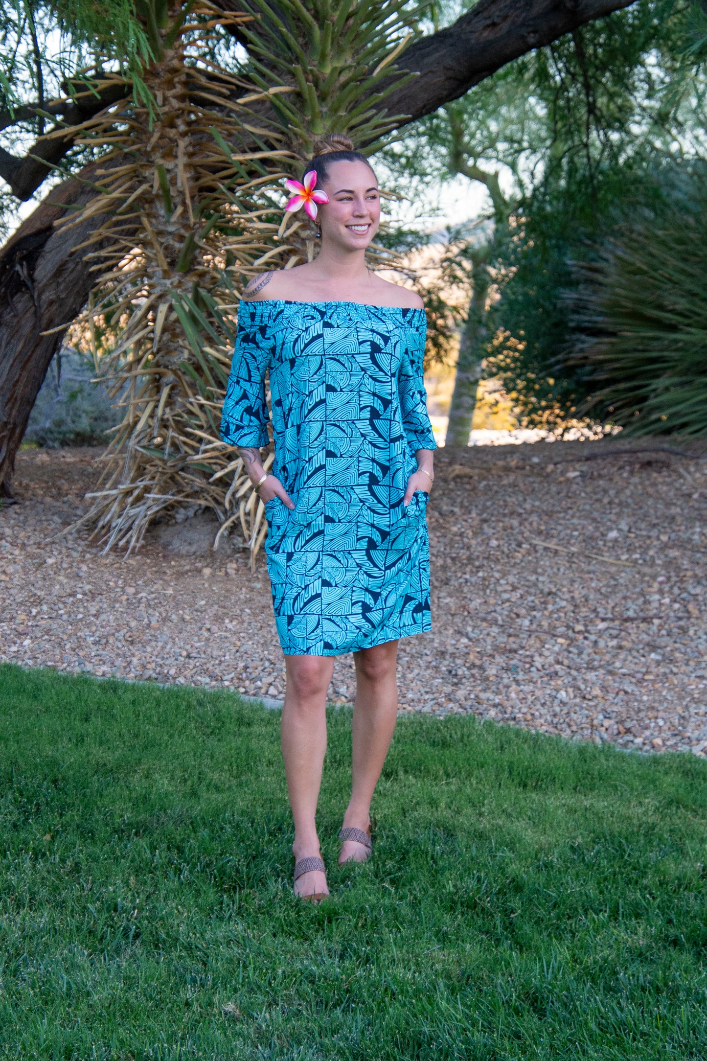 Gloria Off-Shoulder Kona Dress