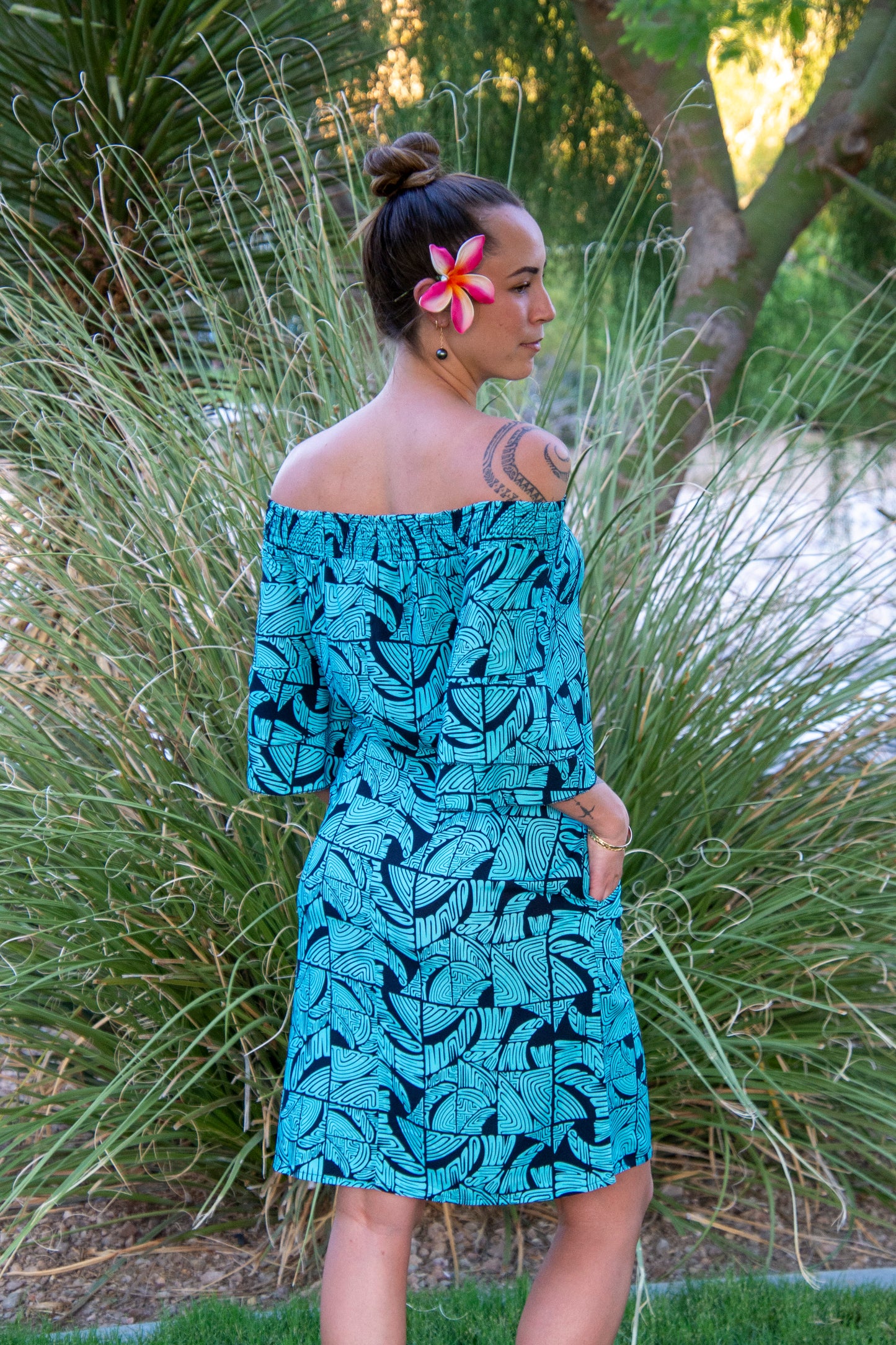 Gloria Off-Shoulder Kona Dress