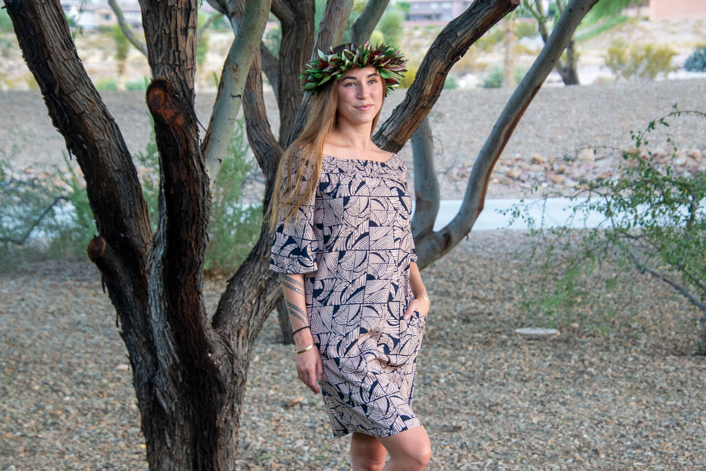 Gloria Off-Shoulder Kona Dress